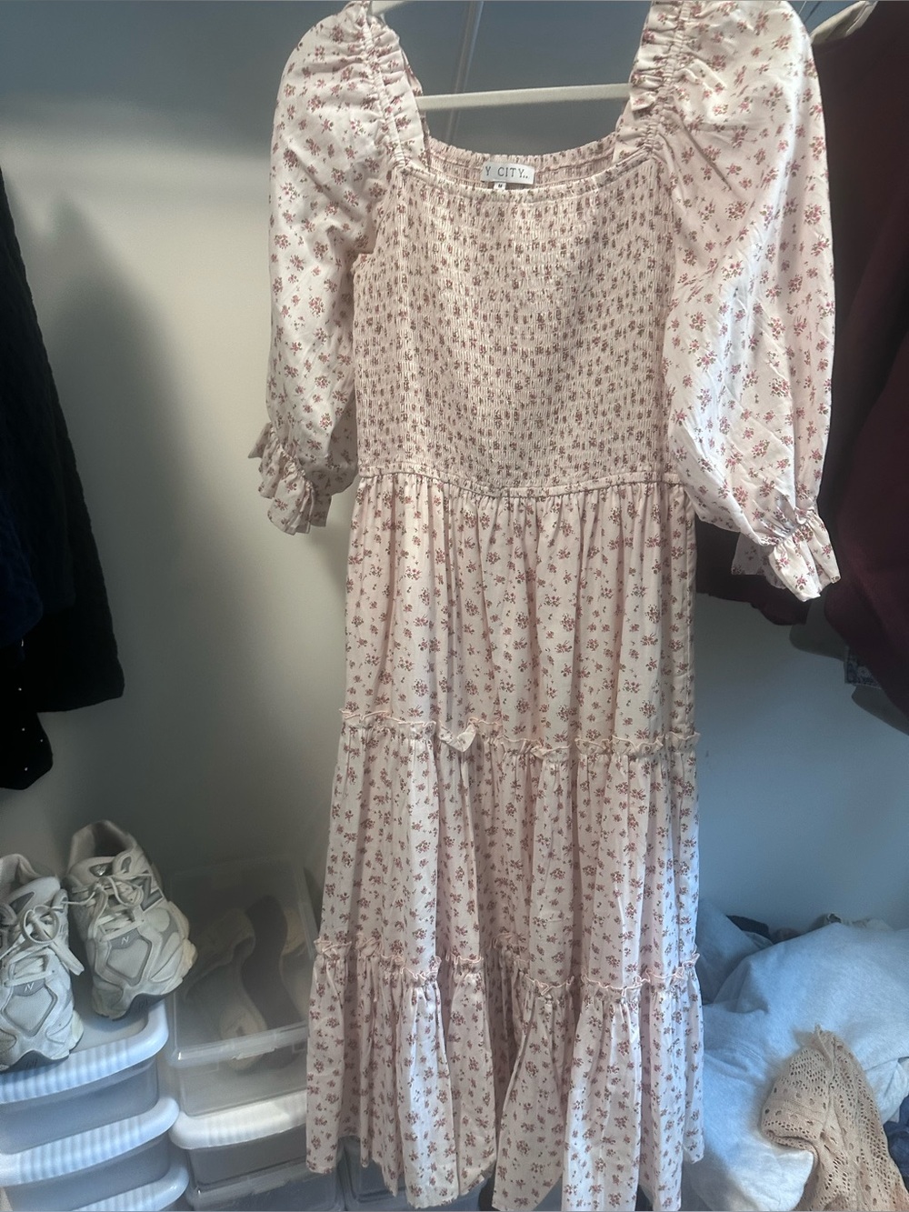 Ivy City Co Blush Cream Floral Maxi Dress